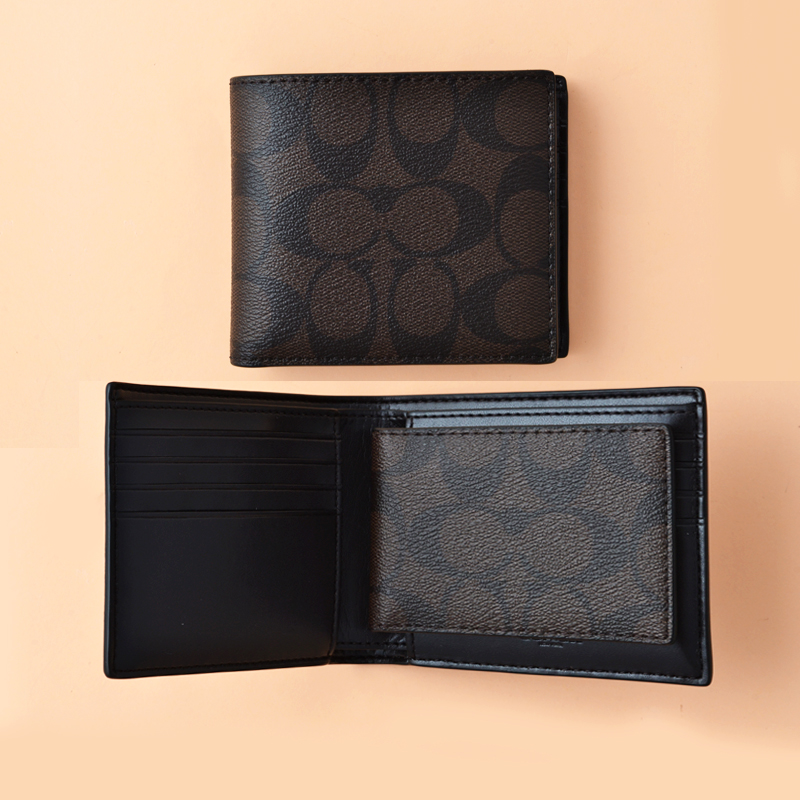 Coach Compact ID Signature Mahogany Black Averand