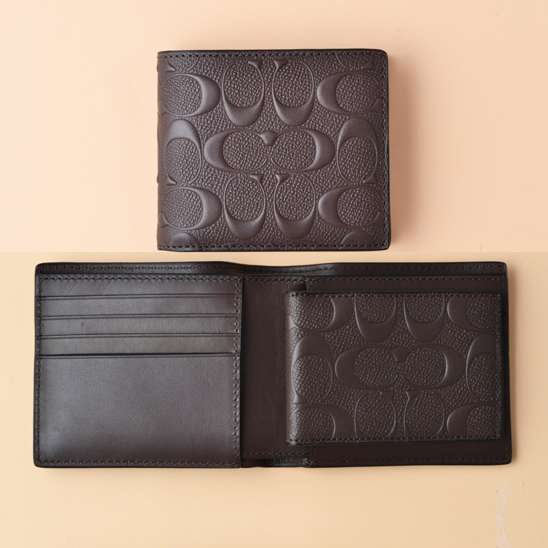 coach compact id wallet in signature leather