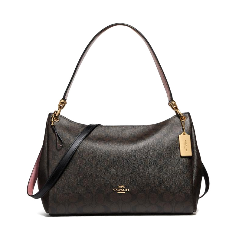 Coach Mia Shoulder Bag Signature Brown Black Averand