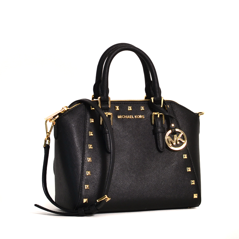 Michael Kors Ciara Studded Medium Messenger Saffiano Leather Satchel in ...