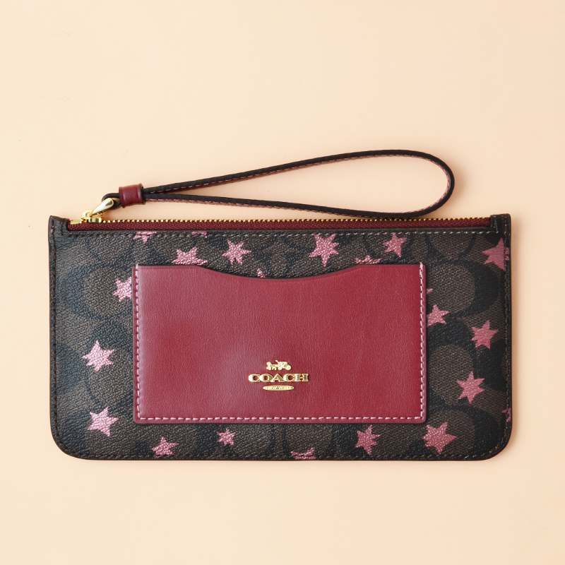 double zip wallet in signature canvas with strawberry print