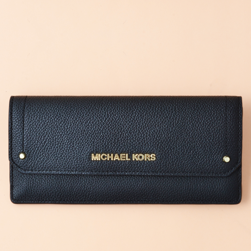 Michael Kors Hayes Flat Wallet Leather Black - Averand