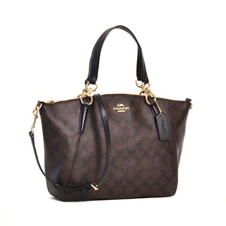 Coach Small Kelsey Satchel Signature Brown Black - Averand