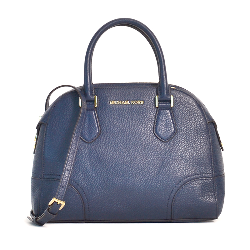 Michael Kors Hattie Bowling Bag Leather Navy - Averand