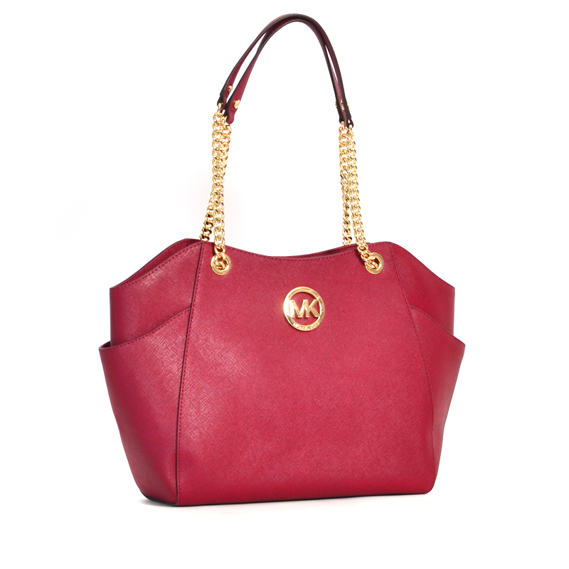 Michael Kors Jet Set Travel Large Chain Shoulder Tote Cherry - Averand