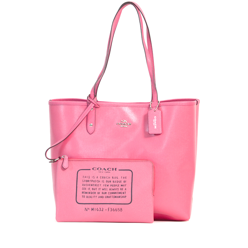 Coach Reversible Tote Signature Khaki Strawberry