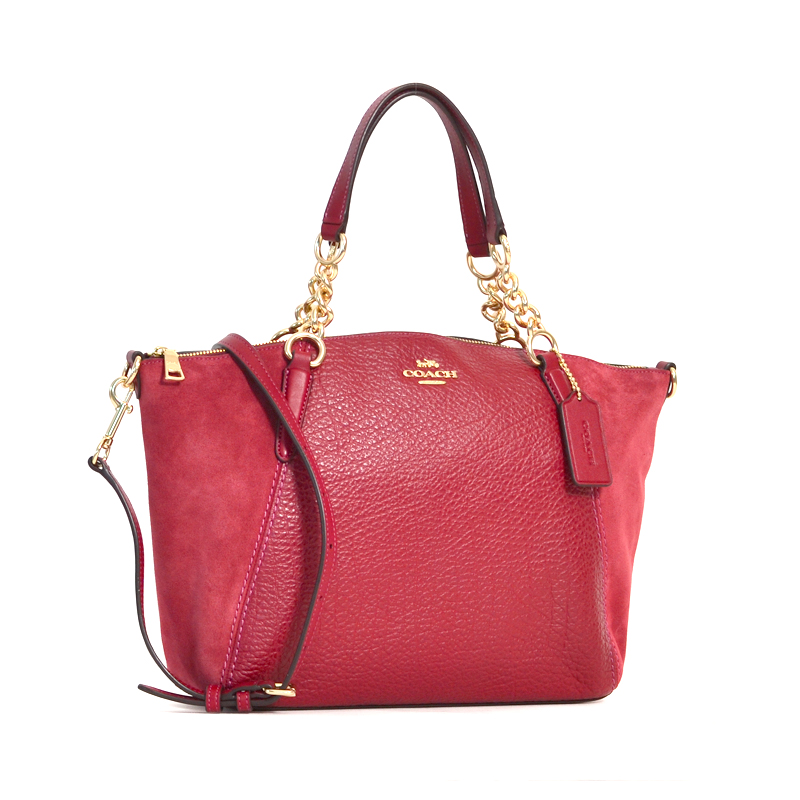 Coach Small Kelsey Chain Mix Leather Cherry - Averand