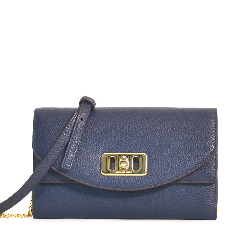 Michael Kors Karson Wallet Clutch Leather Navy - Averand