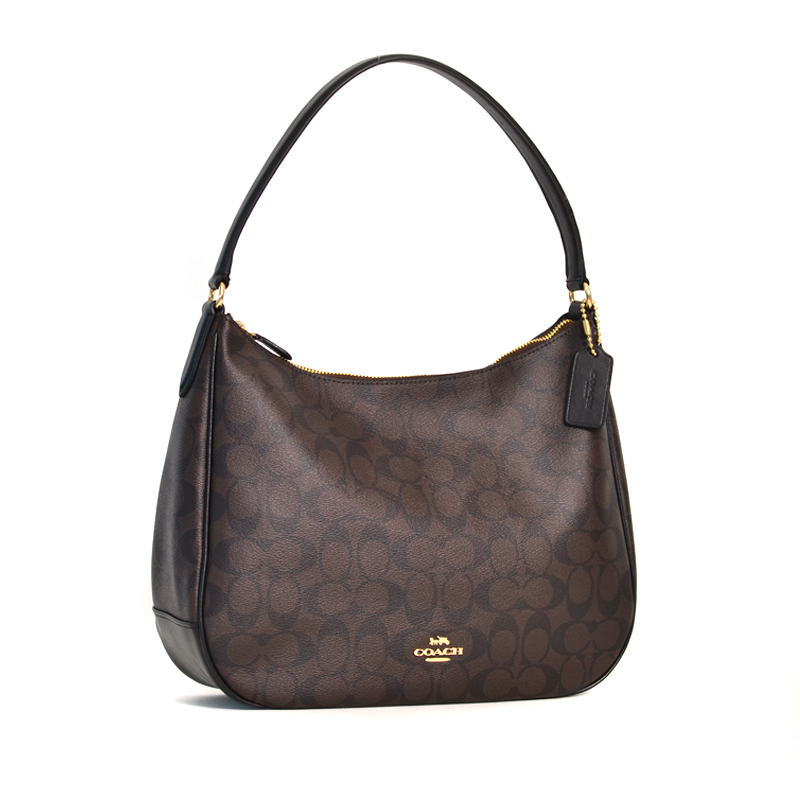 Coach Zip Shoulder Signature Brown Black - Averand