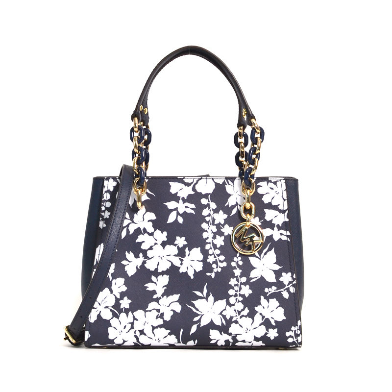Michael Kors Sofia Medium North South Tote Navy White Averand