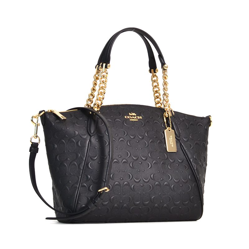 Coach Small Kelsey Chain Satchel Signature Black - Averand