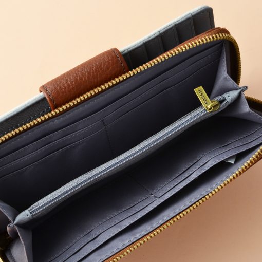 Fossil Madison Zip Clutch Neutral Stripe - Averand