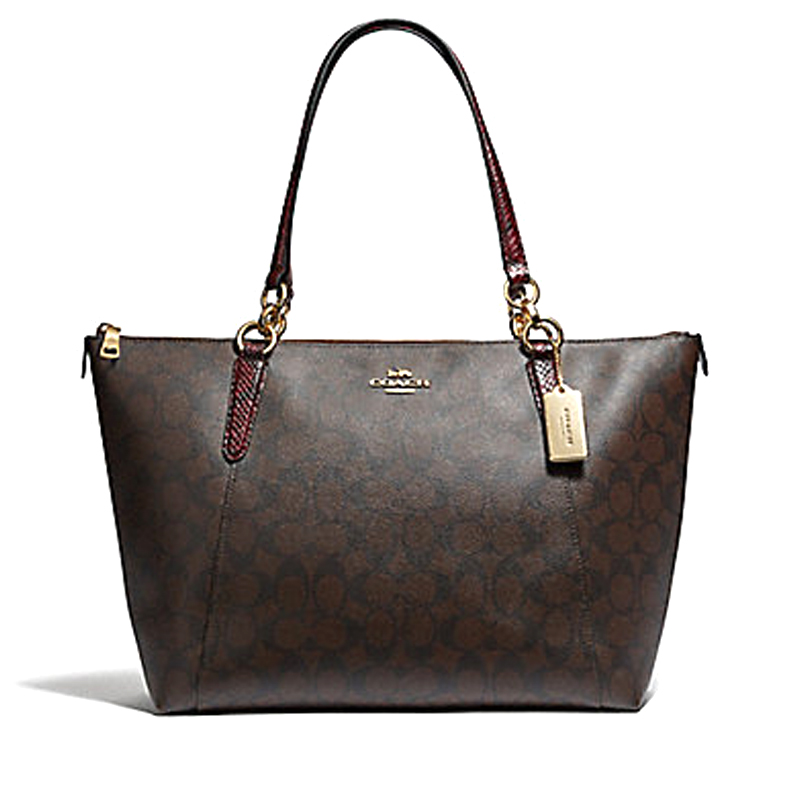 Coach Ava Chain Tote Exotic Signature Brown Black - Averand