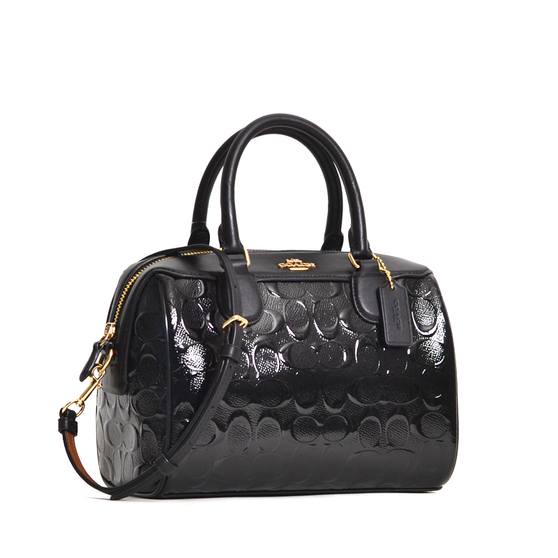 Coach Mini Bennett Satchel Signature Patent Black - Averand