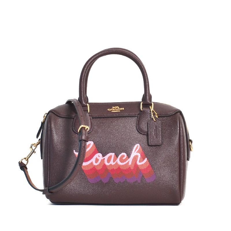 Coach F38996 Oxblood Neon Crossgrain Leather Mini Bennett Satchel Bag