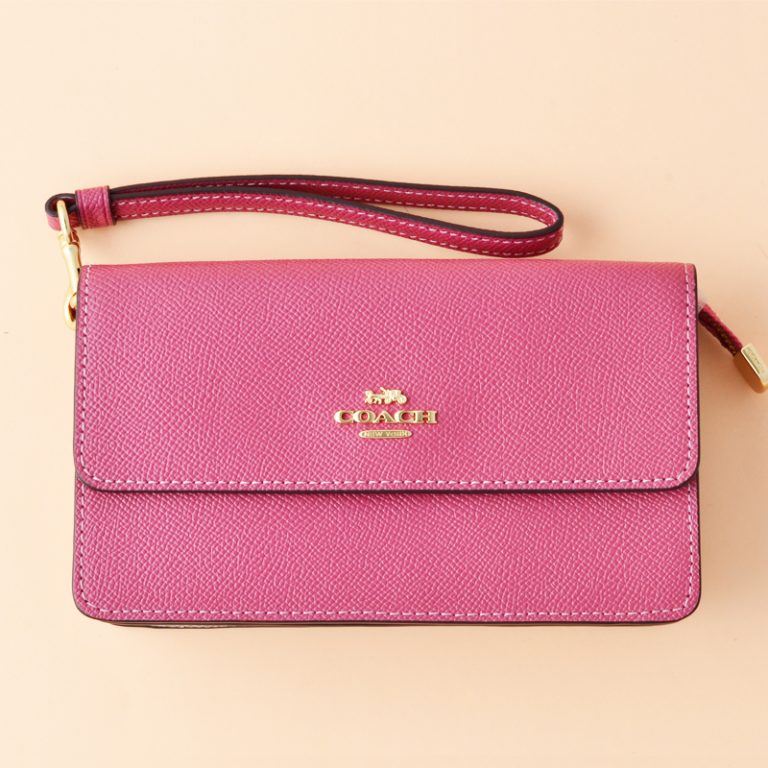 Coach Foldover Wristlet Signature Light Khaki Rouge Averand