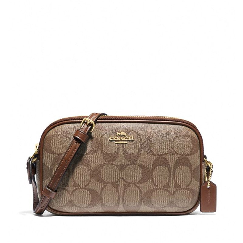 Coach Crossbody Pouch Signature Khaki Saddle 2 Averand
