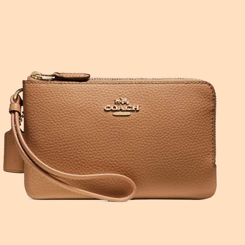 Coach Double Corner Zip Wristlet Light Saddle Averand