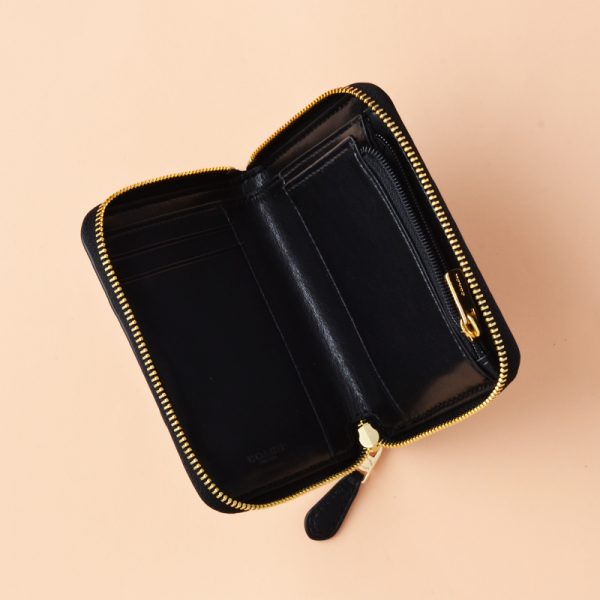 Coach Small Zip Around Wallet Signature Leather Black Averand