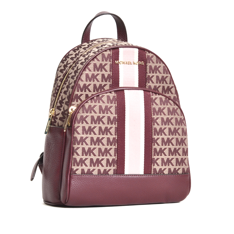 Michael Kors Abbey Medium Backpack Signature Oxblood - Averand