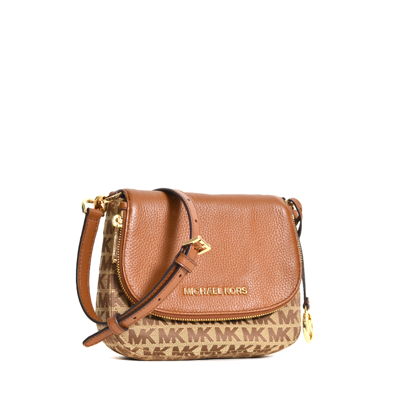 Michael Kors Bedford Small Crossbody Signature Beige Ebony Luggage ...