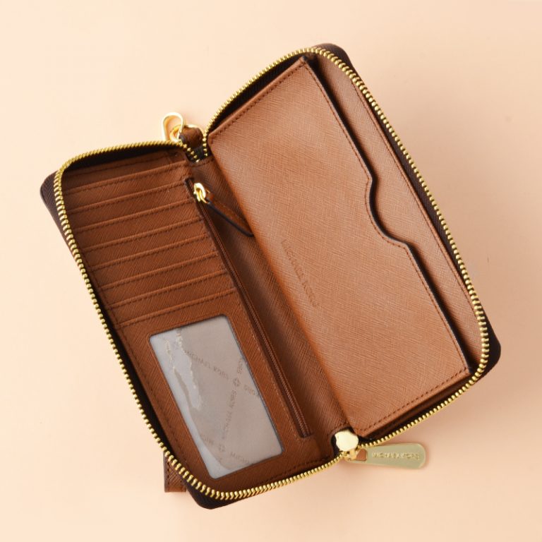 Michael Kors Jet Set Travel Large Flat Phone Case Signature Brown - Averand