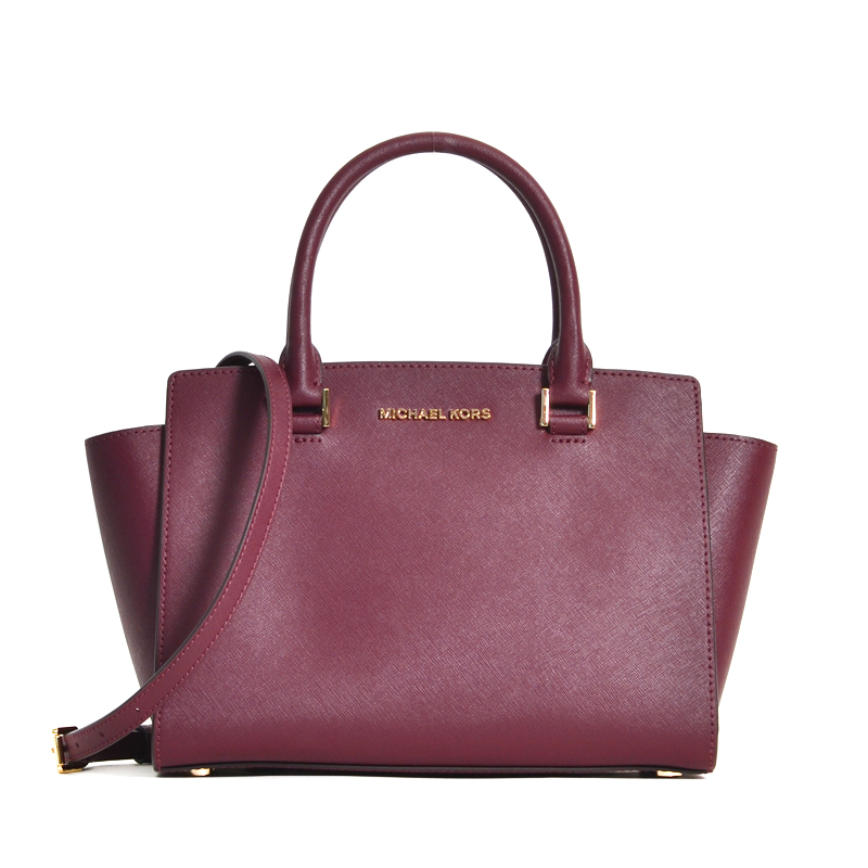 Michael Kors Selma Medium Top Zip Satchel Merlot - Averand