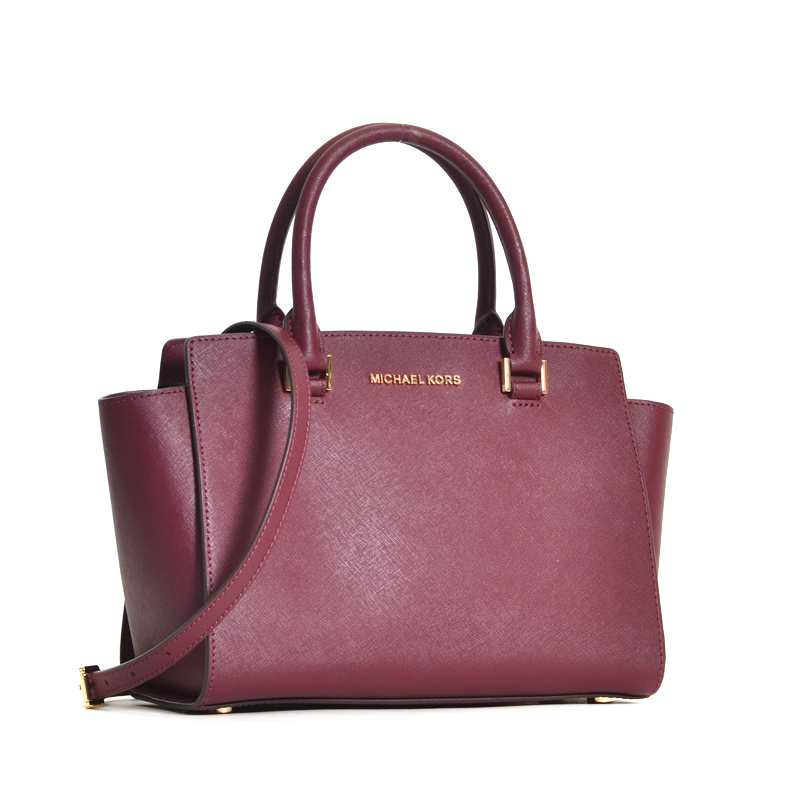 Michael Kors Selma Medium Top Zip Satchel Merlot - Averand