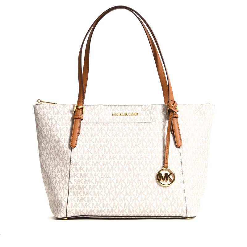 Michael Kors Ciara Large Top Zip Tote Signature Vanilla Acorn - Averand