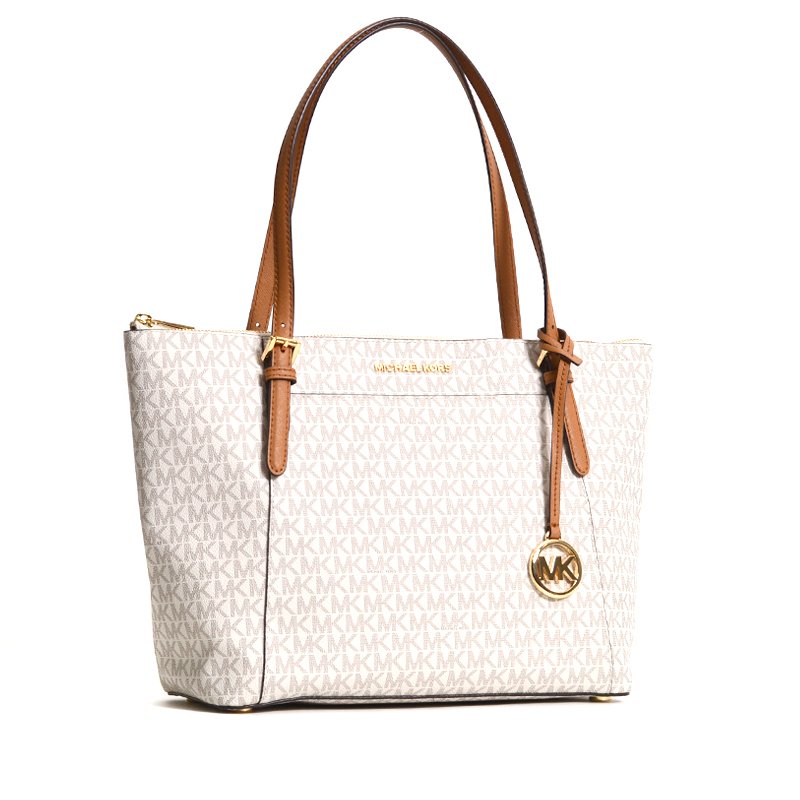 Michael Kors Ciara Large Top Zip Tote Signature Vanilla Acorn - Averand