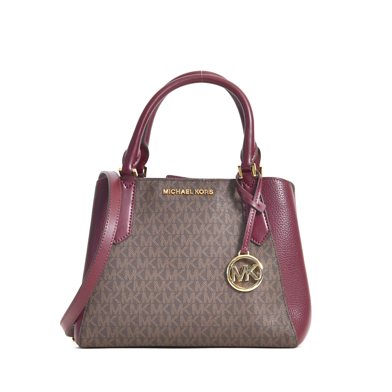 Michael Kors Kimberly Small Satchel Signature Merlot Multi - Averand