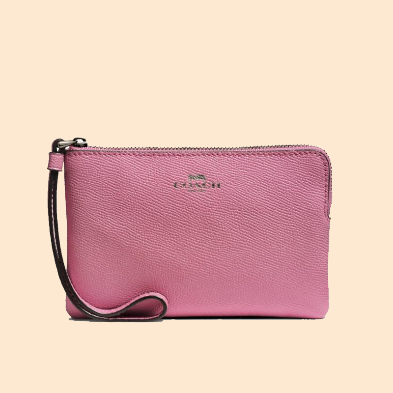 Coach Corner Zip Wristlet Pink Rose - Averand