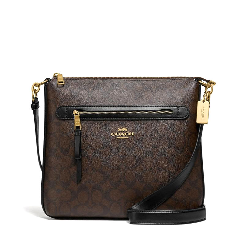 Coach Mae File Crossbody Signature Brown Black - Averand