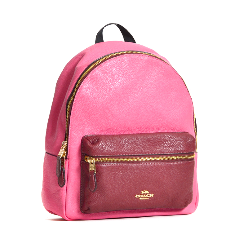 Coach Medium Charlie Backpack Colorblock Pink Ruby Multi Averand