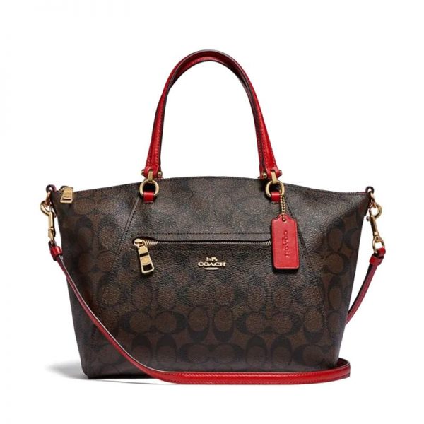 Coach Prairie Satchel Signature Brown True Red Averand
