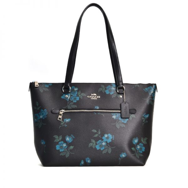 Coach Gallery Tote Victorian Floral Print Blue Black Multi Averand