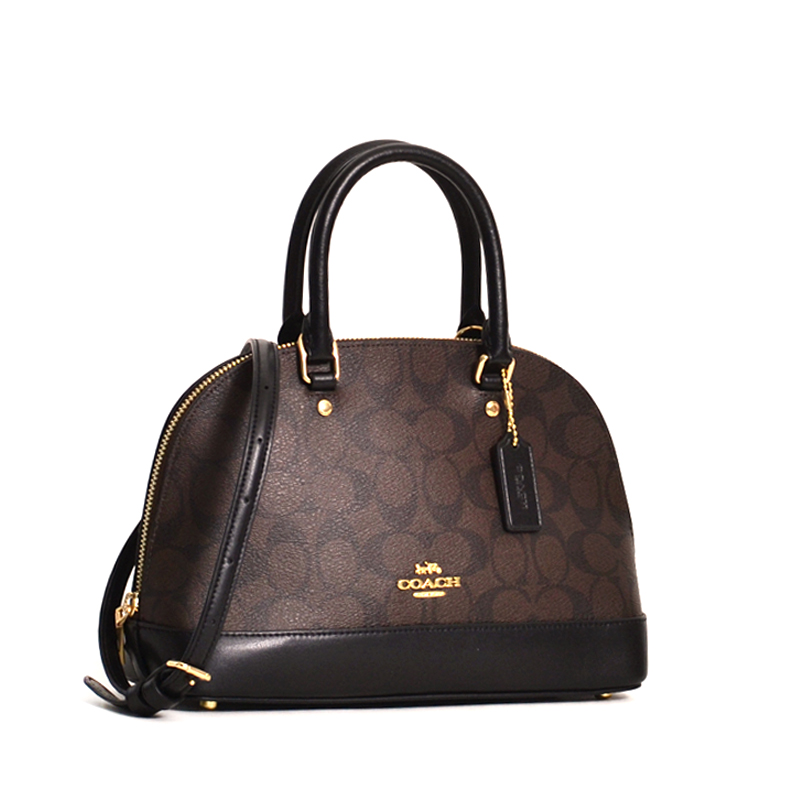 Coach Mini Sierra Satchel Signature Brown Black - Averand