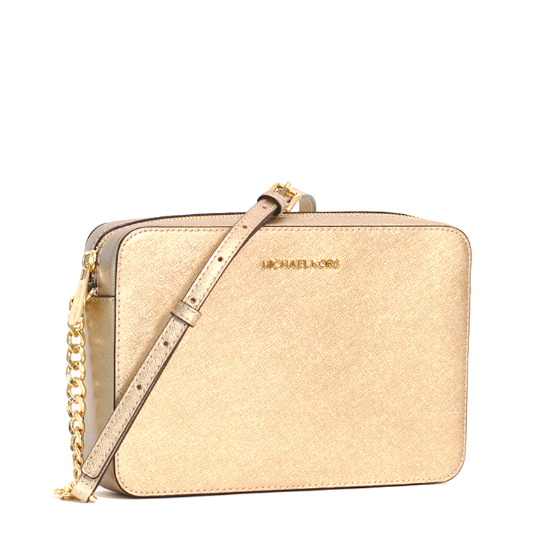 MICHAEL Michael Kors Large East-west Crossbody Bag In Pale Gold Metallic  Saffiano Leather