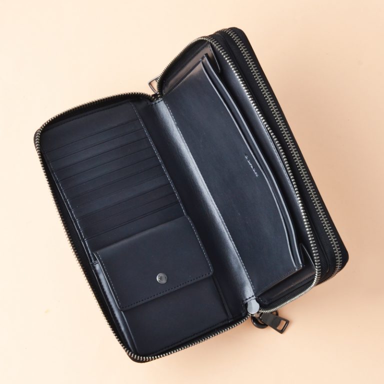 Coach Double Zip Travel Organizer Signature Leather Black Averand