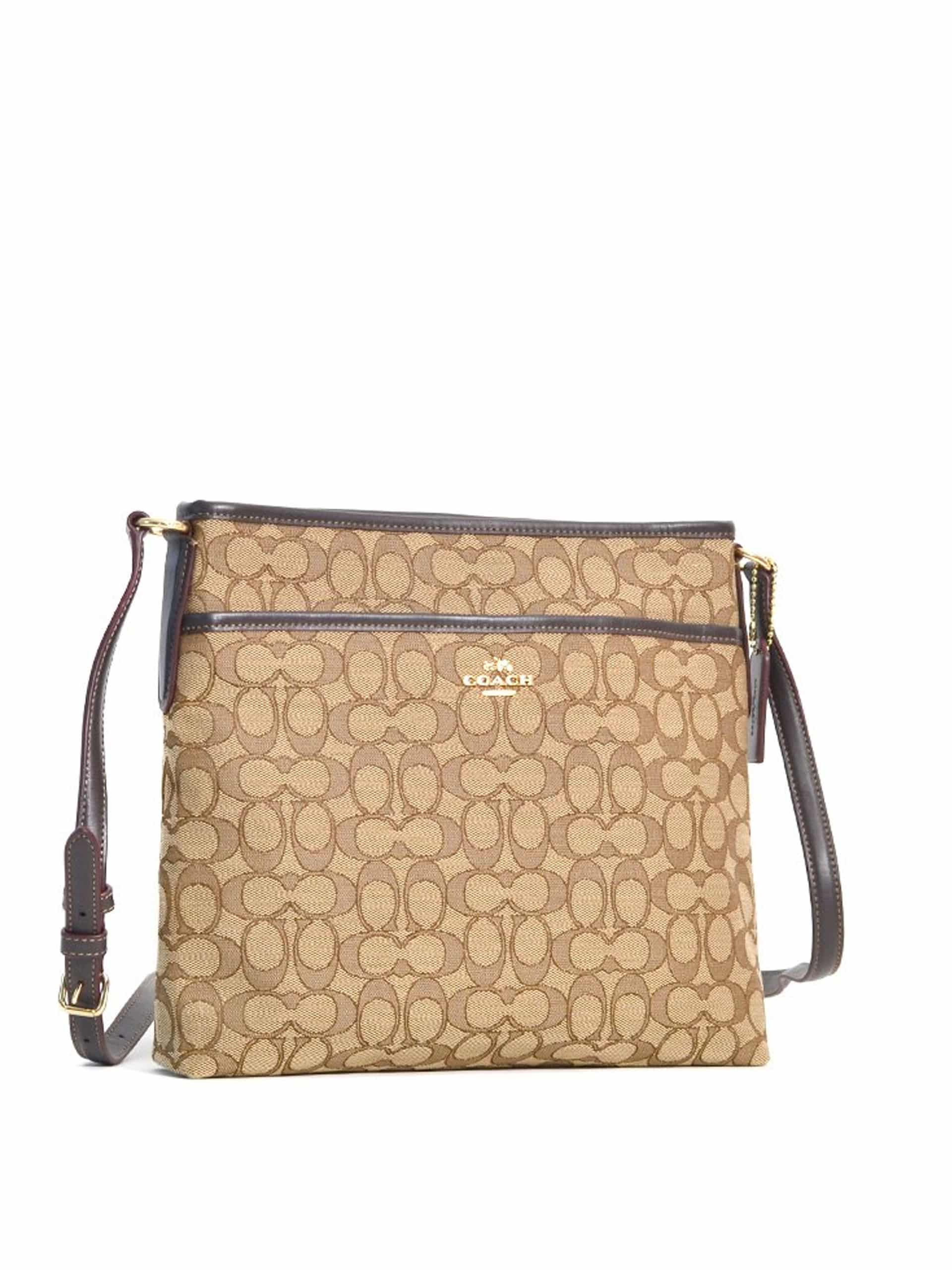 Coach File Bag Outline Signature Khaki Brown Averand
