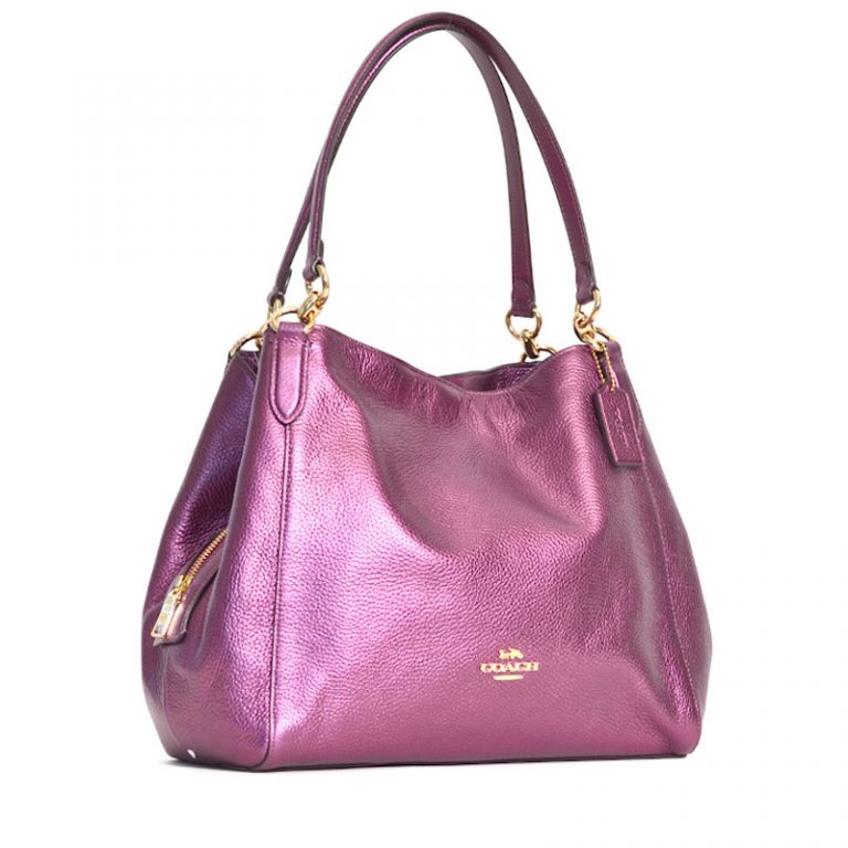 Coach Hallie Shoulder Bag Metallic Berry Averand
