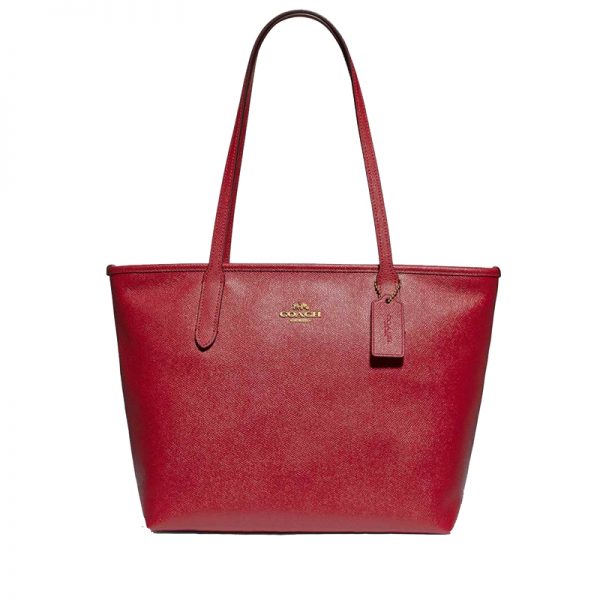 Coach Zip Top Tote True Red Averand