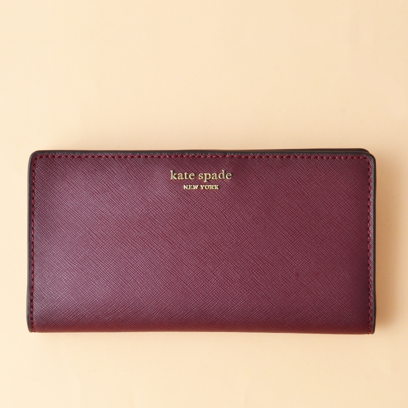 Kate Spade Cameron Large Slim Bifold Wallet Cherrywood - Averand