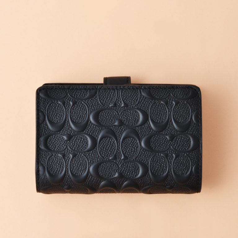 Coach Medium Corner Zip Wallet Signature Leather Black - Averand