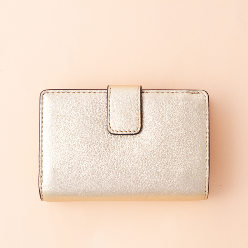 Michael Kors Jet Set Travel Medium Bifold Zip Coin Wallet Pale Gold