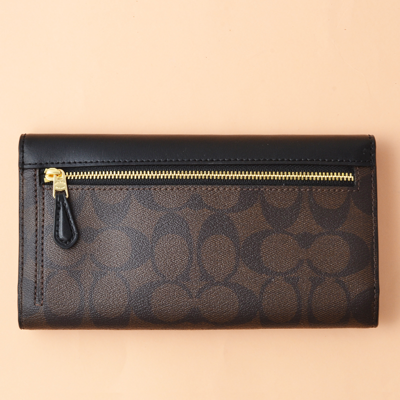 coach wallet dark brown