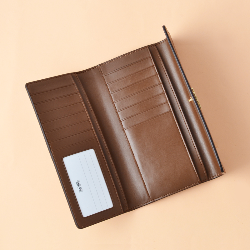 Coach Trifold Wallet Signature Khaki Saddle 2 Averand