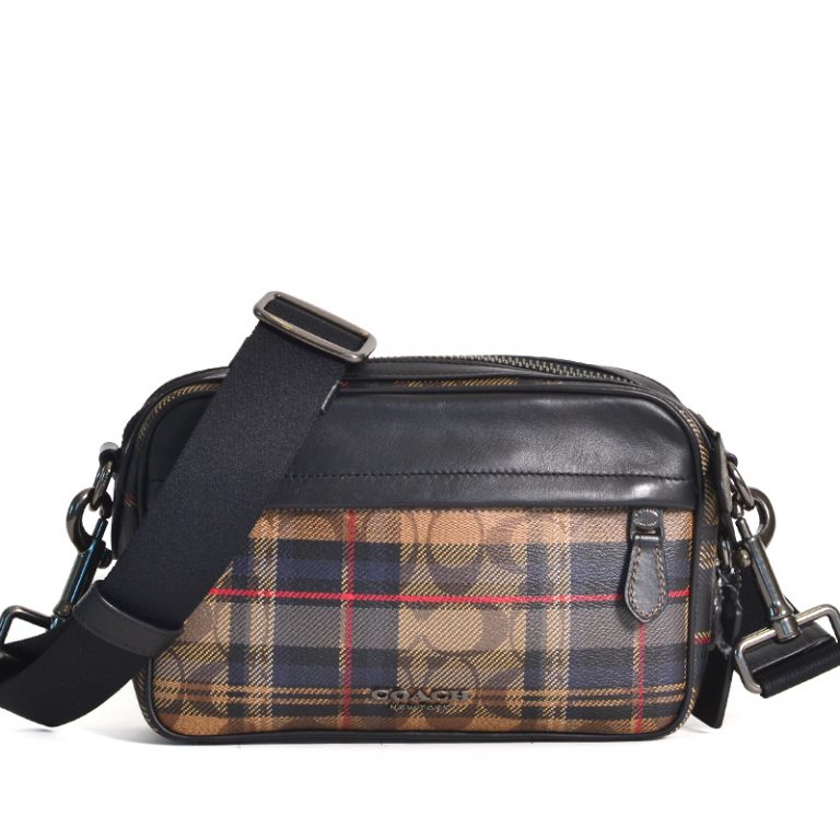Coach Graham Crossbody Plaid Print Signature Khaki Multi Averand