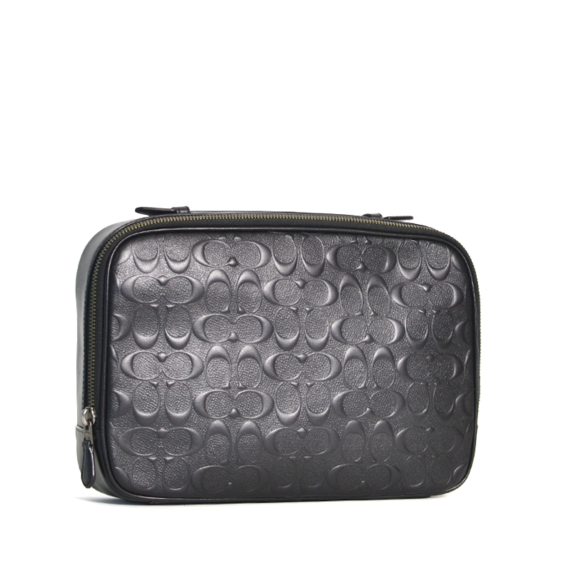 Coach Multifunction Pouch Signature Leather Black Antique Nickel Averand