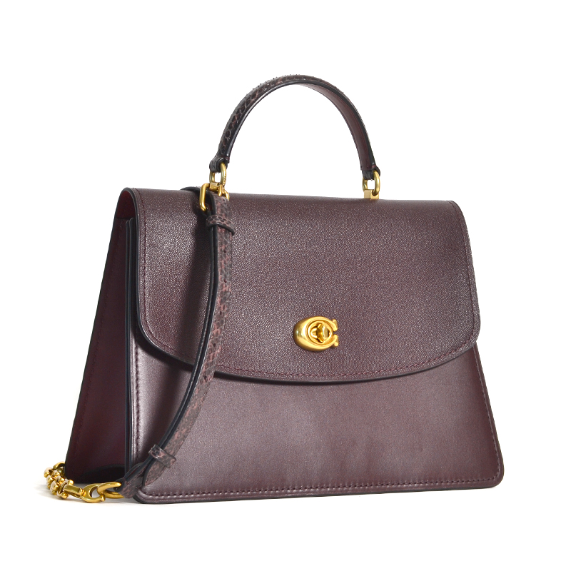 Coach Parker Top Handle 32 Colorblock Snakeskin Oxblood - Averand